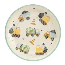 Piatto di Carta 18cm con Costruzioni Stradali 6pz Festa Tema Costruzioni Stradali
