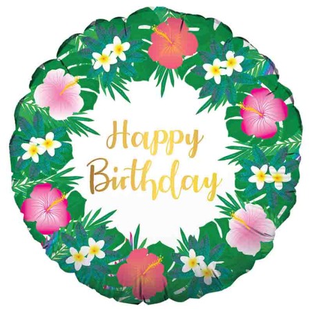 Palloncino in Foil 18" Festa Hawaiana Happy Birthday Palloncini in Foil Oaktree