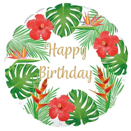 Palloncino in Foil 18" Festa Tropicale Happy Birthday Palloncini in Foil Oaktree