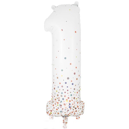 Palloncino in Foil 34" N.1 Bianco con Coriandoli Rose Gold Palloncini in Foil Oaktree