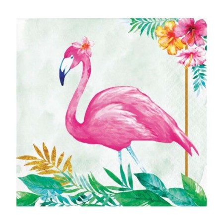 Tovagliolino di Carta 25x25cm Fenicottero "Flamingo Floral" 16pz Festa Tema Fenicottero "Flamingo"