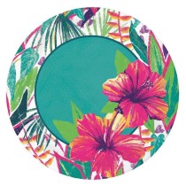 Piatto di Carta 23cm con Fiore Tropicale "Island Tropics" 8pz Tropicale "Island Tropics"