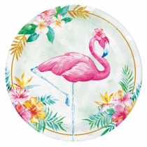Piatto di Carta 23cm con Fenicottero "Flamingo Floral" 8pz Festa Tema Fenicottero "Flamingo"