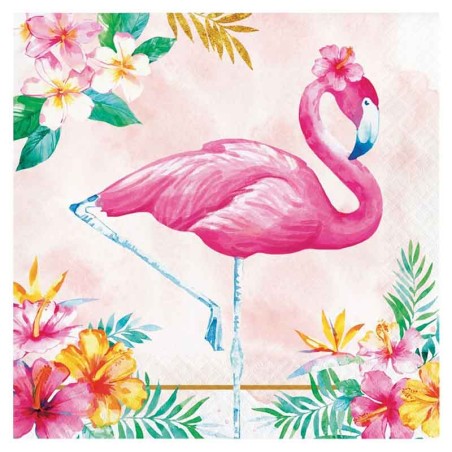 Tovagliolo di Carta 33x33cm con Fenicottero "Flamingo Floral" 16pz Festa Tema Fenicottero "Flamingo"