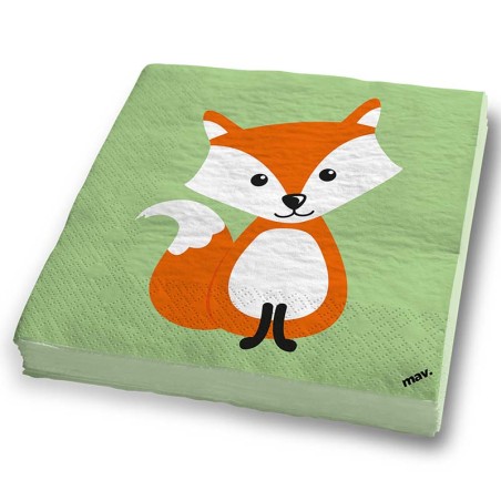 Tovagliolo di Carta 33x33cm Animali del Bosco "Woodland Birthday" 20pz Coordinati Tavola Maverick