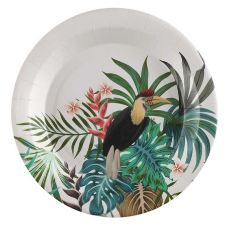 Piatto di Carta 22cm con Giungla Tropicale "Java" 10pz Giungla Tropicale "Java"