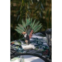 Centrotavola di Legno sagomato Tucano e Foglie Tropicali 20cm Giungla Tropicale "Java"