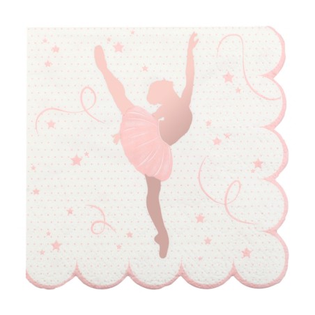 Tovagliolino di Carta 25x25cm Smerlato Danza con Ballerina 20pz Festa Tema Danza e Ballerine