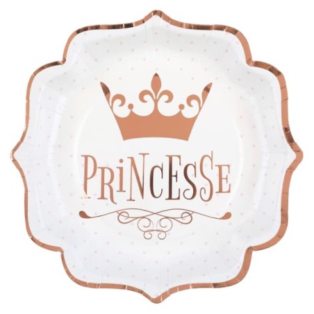 Piatto di Carta 21cm Principessa Rose Gold "Princesse" 10pz Festa Tema Principessa