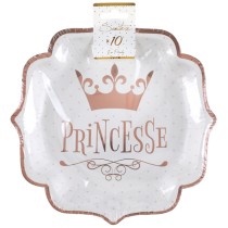 Piatto di Carta 21cm Principessa Rose Gold "Princesse" 10pz Festa Tema Principessa