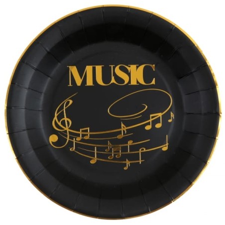 Piatto di Carta 22cm con Musica "Disque D'Or" 10pz Musica Disco d'Oro