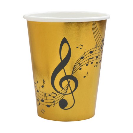 Bicchiere di Carta 270ml Musica Disco d'Oro "Disque d'Or" 10pz Musica Disco d'Oro