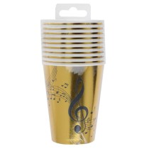 Bicchiere di Carta 270ml Musica Disco d'Oro "Disque d'Or" 10pz Musica Disco d'Oro