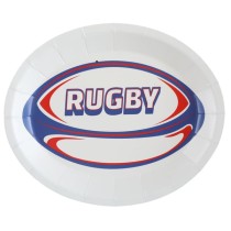 Piatto di Carta 25cm Palla da Rugby 10pz Rugby