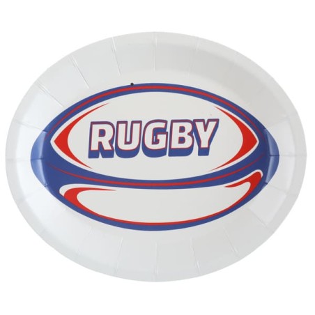 Piatto di Carta 25cm Palla da Rugby 10pz Rugby