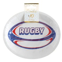 Piatto di Carta 25cm Palla da Rugby 10pz Rugby