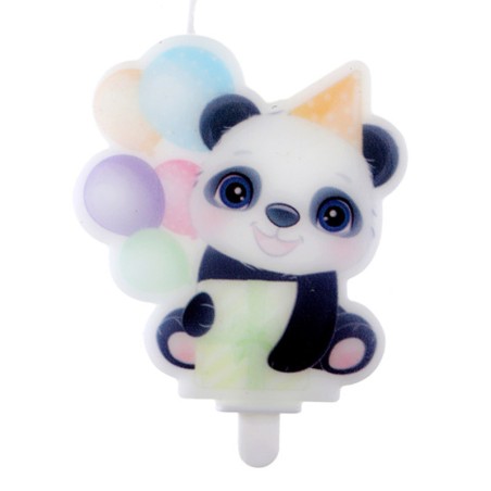 Candelina Piatta sagomata Panda Panda e Koala