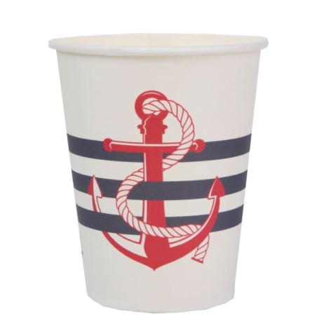 Bicchiere di Carta 270ml Tema Marino "Bord De Mer" 10pz A Bordo Mare