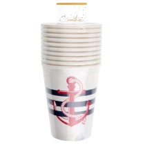 Bicchiere di Carta 270ml Tema Marino "Bord De Mer" 10pz A Bordo Mare