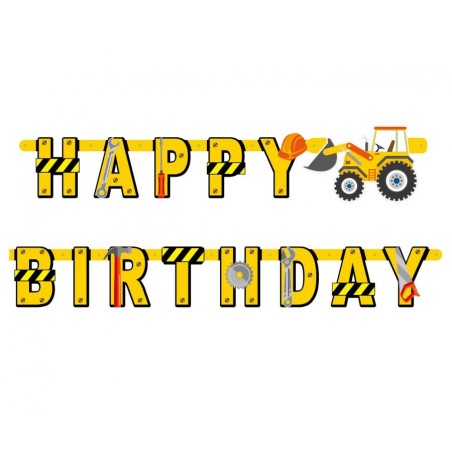 Festone Happy Birthday Costruzioni Stradali "Construction" Festa Tema Costruzioni Stradali