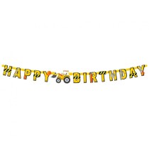 Festone Happy Birthday Costruzioni Stradali "Construction" Festa Tema Costruzioni Stradali