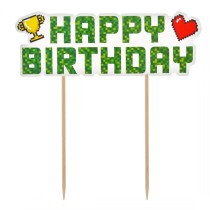 Cake Topper Happy Birthday "Game On" 14cm Addobbi e Accessori Videogiochi