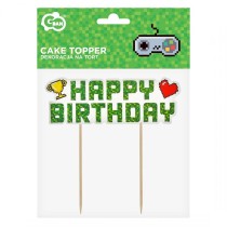 Cake Topper Happy Birthday "Game On" 14cm Addobbi e Accessori Videogiochi