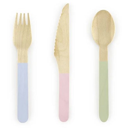Set di Posate in Legno Multicolor "Wooden Cutlery" 18pz Posate di Legno