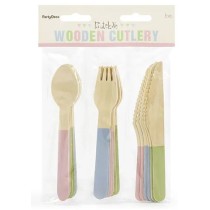 Set di Posate in Legno Multicolor "Wooden Cutlery" 18pz Posate di Legno