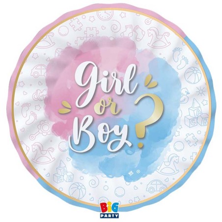 Piatto di Carta 25cm per Gender Reveal "Girl or Boy?" 8pz Tavola Gender Reveal Boy or Girl?
