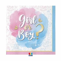 Tovagliolino di Carta 25x25cm Gender Reveal "Girl or Boy?" 20pz Tavola Gender Reveal Boy or Girl?