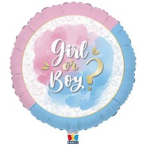 Palloncino in Foil 18" Gender Reveal "Girl or Boy?" Palloncini Gender Reveal Boy or Girl?