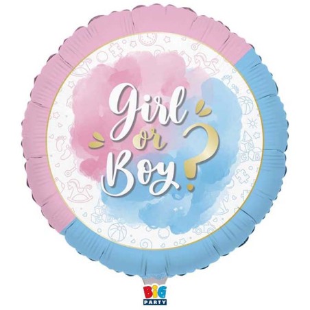 Palloncino in Foil 18" Gender Reveal "Girl or Boy?" Palloncini Gender Reveal Boy or Girl?