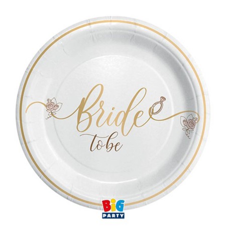 Piatto di Carta 18cm per Addio al Nubilato "Bride To Be" 8pz Addio al Nubilato