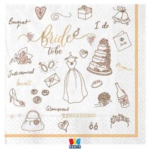 Tovagliolo di Carta 33x33cm per Addio al Nubilato "Bride To Be" 20pz Addio al Nubilato