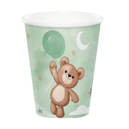 Bicchiere di Carta 200ml con Orsetto e Palloncino "Teddy Bear" 8pz Baby Shower