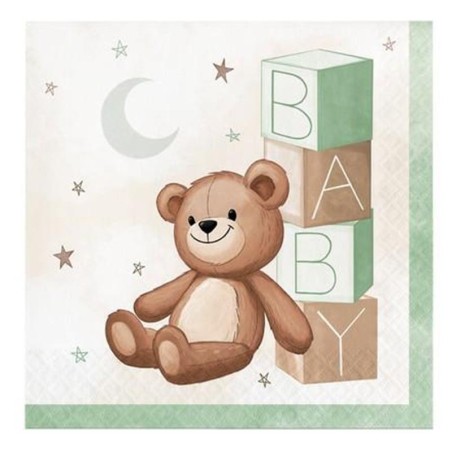 Tovagliolo di Carta 33x33cm con Orsetto "Teddy Bear" 16pz Baby Shower