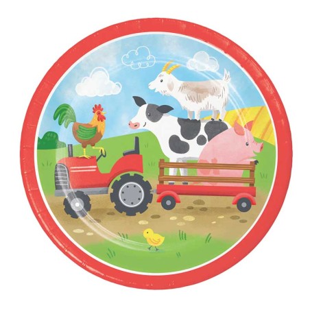 Piatto di Carta 18cm della Fattoria "Farm Animals" 8pz Fattoria