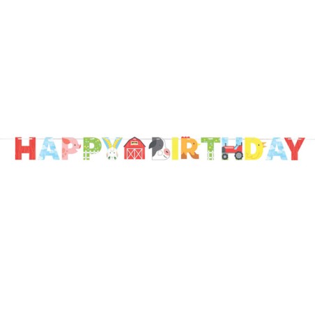 Festone Happy Birthday Fattoria "Farm Animals" 2.53mt Fattoria