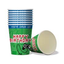 Bicchiere di Carta 250ml Happy Birthday "Game Controller" 8pz Coordinati Tavola Maverick