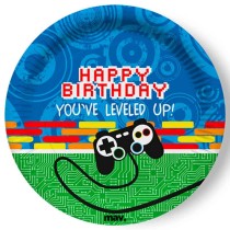Piatto di Carta 23cm con Videogiochi Happy Birthday "Game Controller" 8pz Coordinati Tavola Maverick