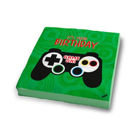 Tovagliolo di Carta 33x33cm Happy Birthday "Game Controller" 20pz Coordinati Tavola Maverick
