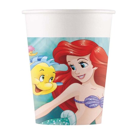 Bicchiere di Carta 200ml con Sirenetta "Ariel Courius Mermaid" 8pz Ariel Sirenetta