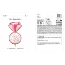 Palloncino in Foil 37" Super Shape Anello con Diamante "She Said Yes" Promessa e Matrimonio