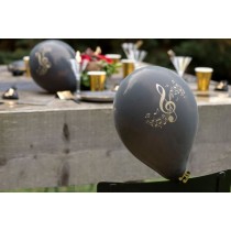 Palloncino in Lattice 9" Nero con Stampa Pentagramma "Disque D'Or" 8pz Addobbi e Palloncini Tema Musica