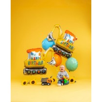 Palloncino in Foil 43" Super Shape Happy Birthday Escavatore "Construction" Happy Birthday Grabo