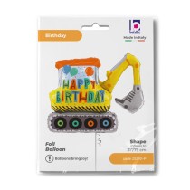 Palloncino in Foil 43" Super Shape Happy Birthday Escavatore "Construction" Happy Birthday Grabo
