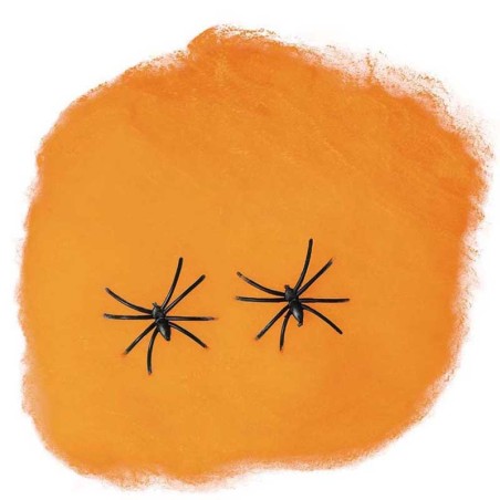 Ragnatela Arancione con Ragni Neri 60gr Addobbi e Festoni Halloween