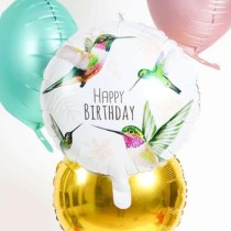 Palloncino in Foil 18" Happy Birthday Colibrì Animali (Uccelli)