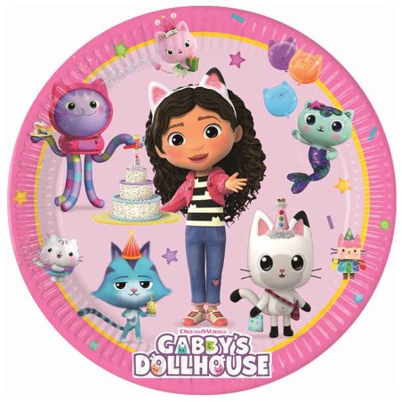 Piatto di Carta 23cm con Gabby's Dollhouse 8pz Gabby's Dollhouse